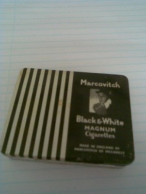 Rare Vintage Marcovitch black & white magnum cigarette tins 1930-50